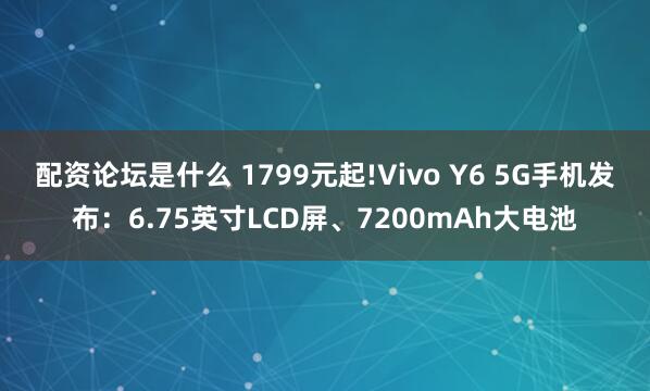配资论坛是什么 1799元起!Vivo Y6 5G手机发布：6.75英寸LCD屏、7200mAh大电池